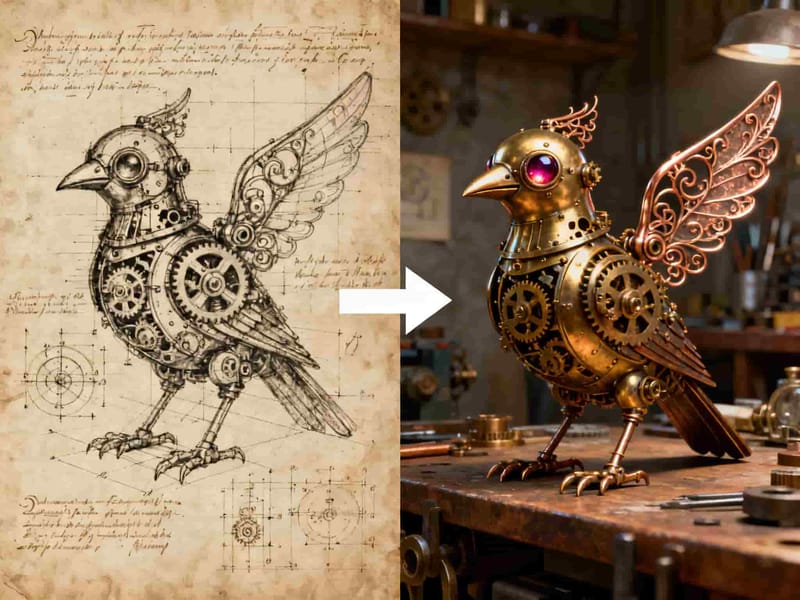 مقایسه طراحی 3D با AI قبل و بعد